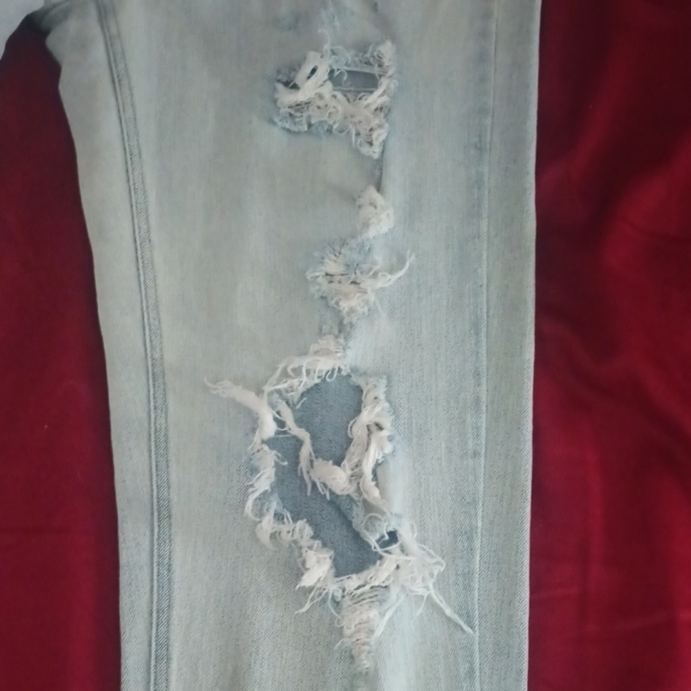 Wild Fable Blue Distressed Skinny Jeans Size 12 High Rise Mom Jeans Like New 👖 - Picture 4 of 10